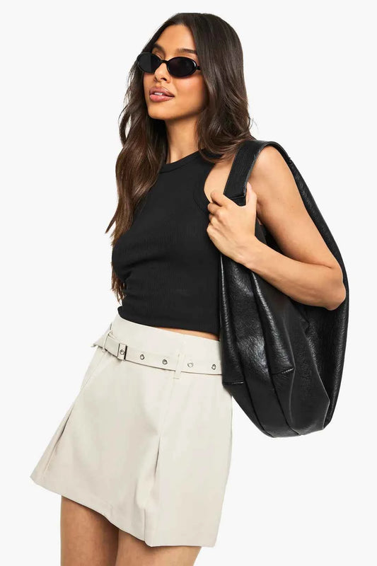 boohoo Tailored Belted Mini Skirt
