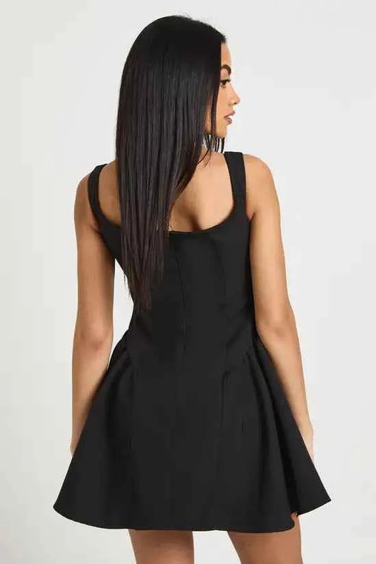boohoo Bardot Structured Volume Skater Mini Dress