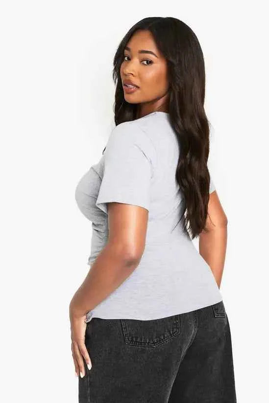 Plt - Plus Cotton Ruched Side Short Sleeve T-Shirt