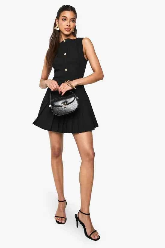 boohoo Dropped Waist Pleated Mini Dress