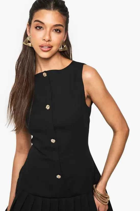 boohoo Dropped Waist Pleated Mini Dress