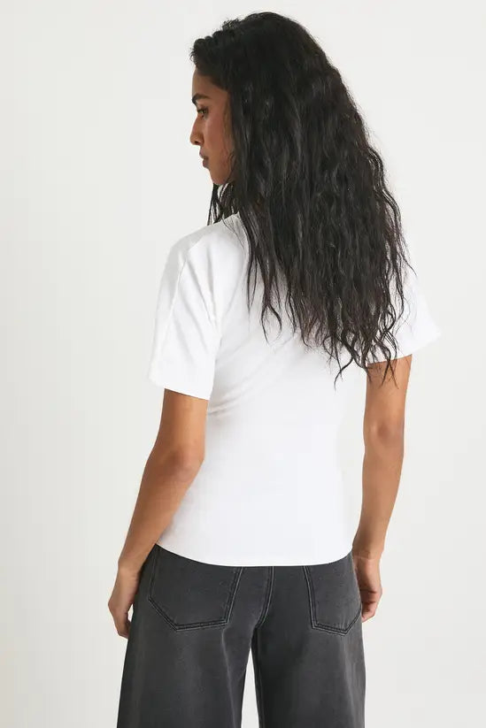 boohoo Jersey Ruched Waist Cap Sleeve Tshirt