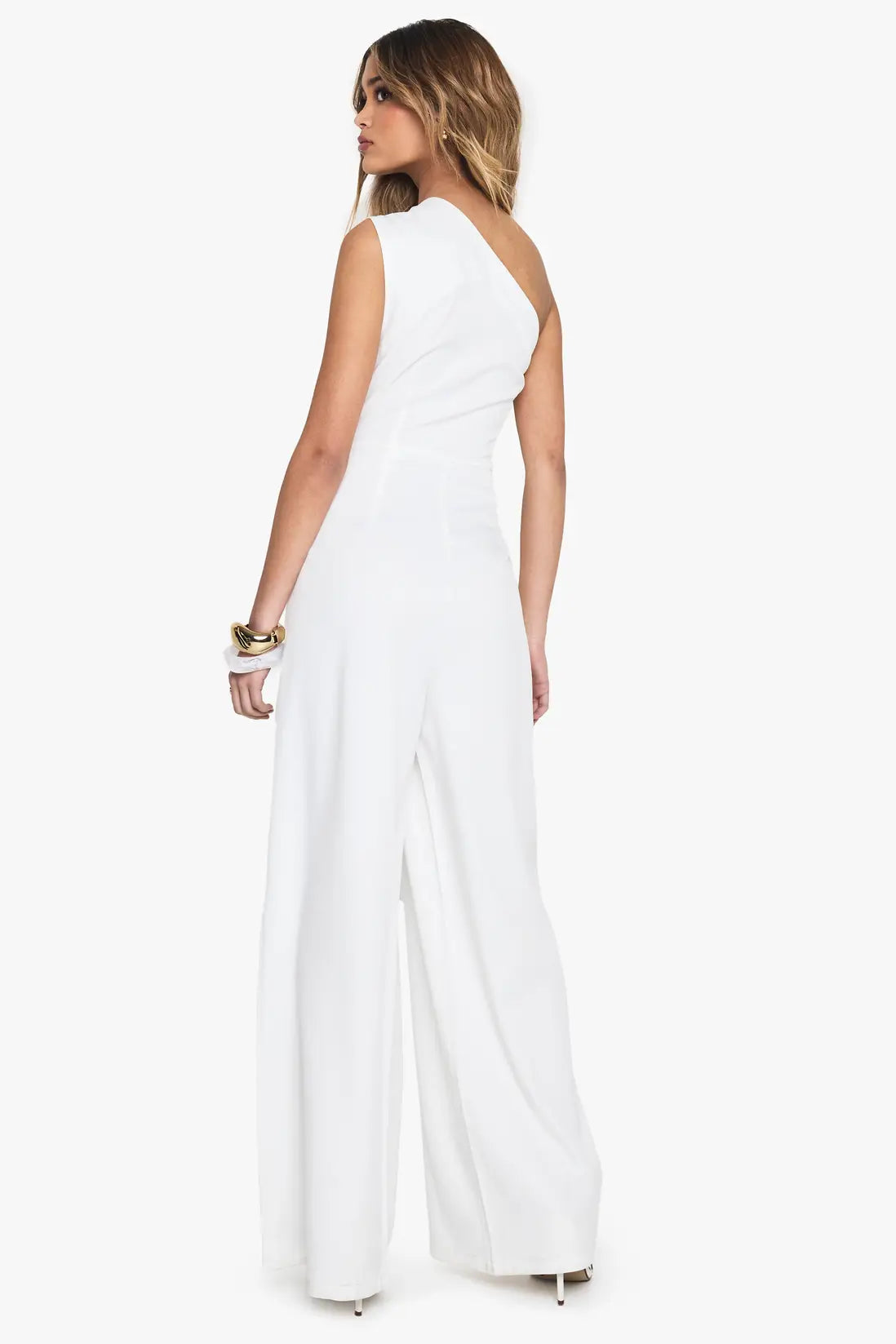 boohoo Tailored One Shoulder Wide Leg Jumpsuit