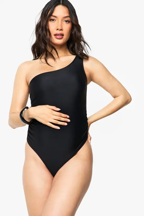 boohoo Maternity Tummy Control One Shoulder Swimsuit