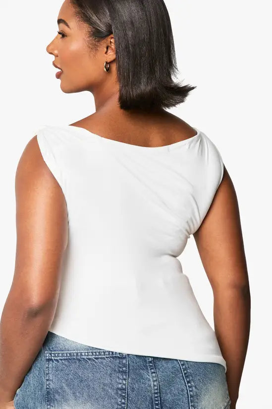 boohoo Plus Knot Shoulder Asymmetric Top