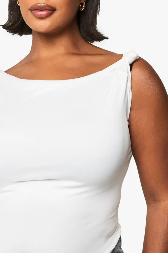boohoo Plus Knot Shoulder Asymmetric Top
