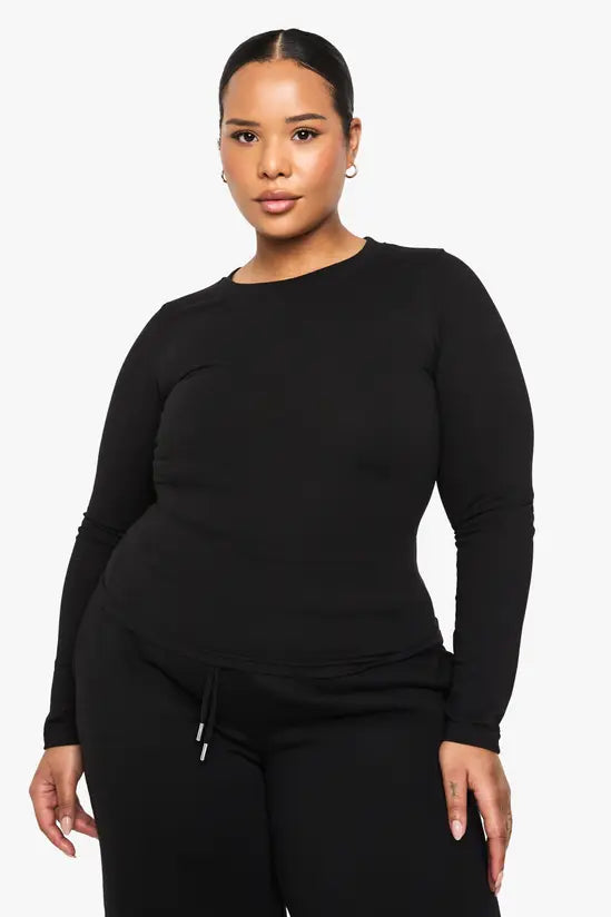 boohoo Plus Long Sleeve Fitted Top