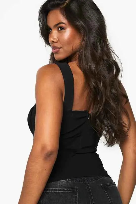boohoo Bengaline Lace Up Trim Detail Corset