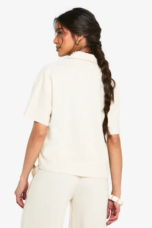 boohoo Premium Linen Short Sleeve Shirt