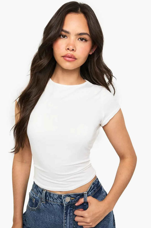 boohoo Super Soft Cap Sleeve Fitted T-Shirt