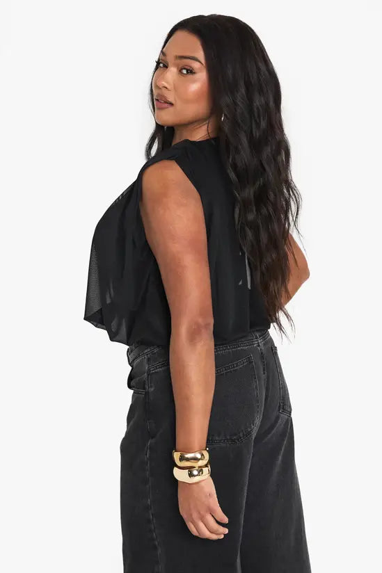 boohoo Plus mesh blouson top