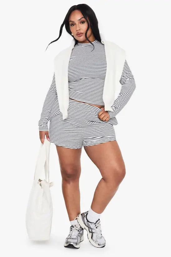 boohoo Plus Striped Long Sleeve Top