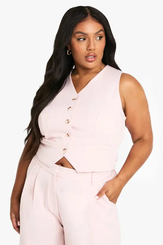 boohoo Plus Tailored Button Down Waistcoat