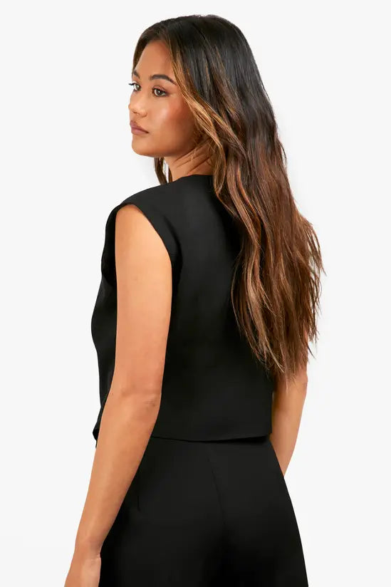boohoo Asymmetric Button Front Waistcoat