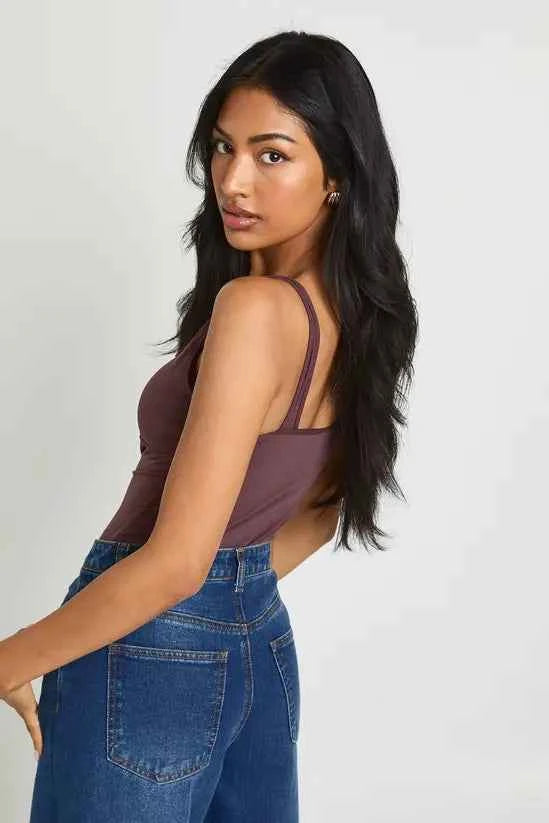 boohoo Peached Sculpt Scoop Neck Sleeveless Bodysuit With Removable Padding