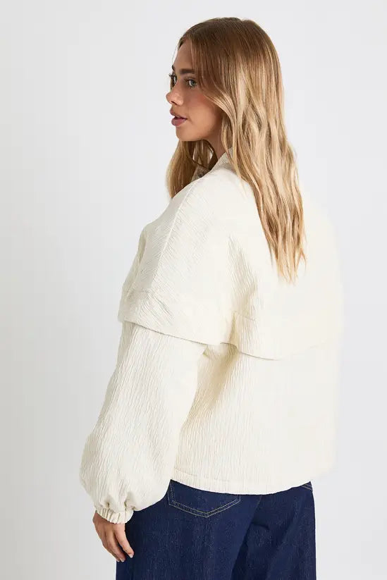 boohoo Textured Collarless Bomber Jacket