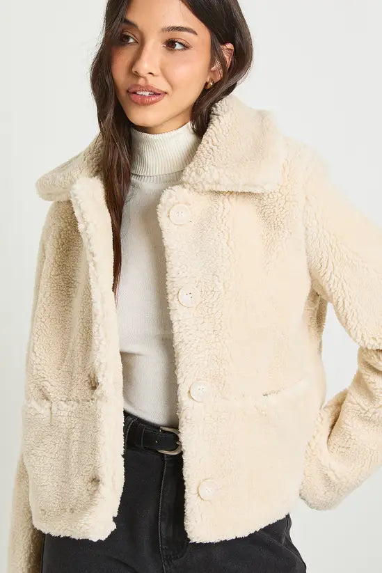 boohoo Short Teddy Collared Jacket