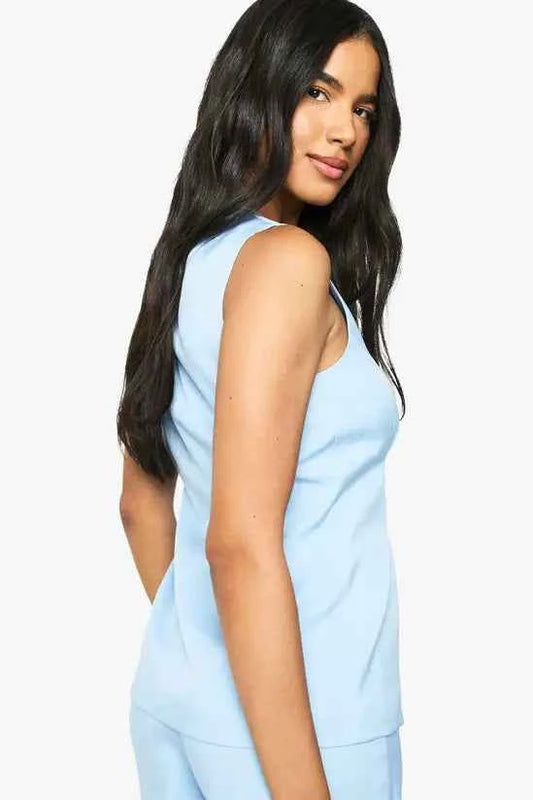boohoo Tailored Longline Cinched Waistcoat and Skirt SET
