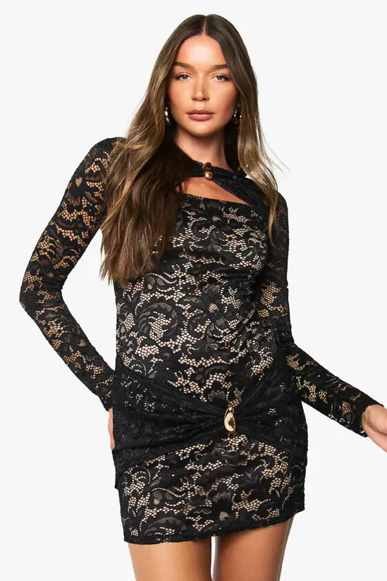 boohoo Lace Trim Detail Mini Dress