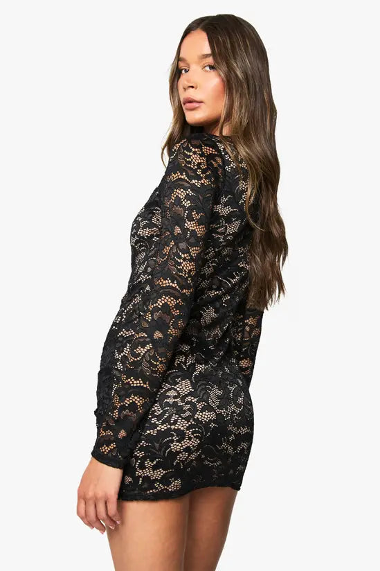 boohoo Lace Trim Detail Mini Dress