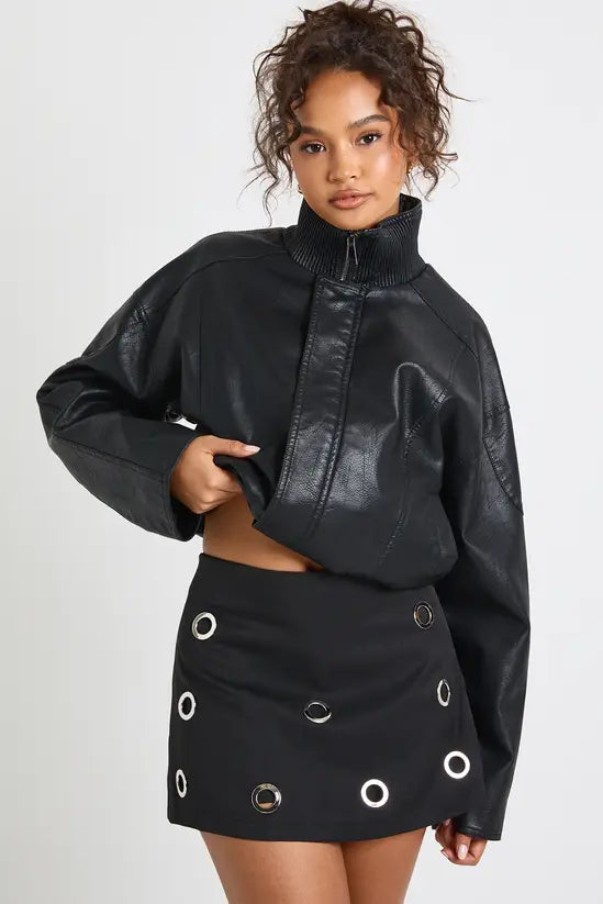 boohoo Chunky Eyelet Detail Mini Skort