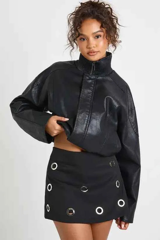 boohoo Chunky Eyelet Detail Mini Skort