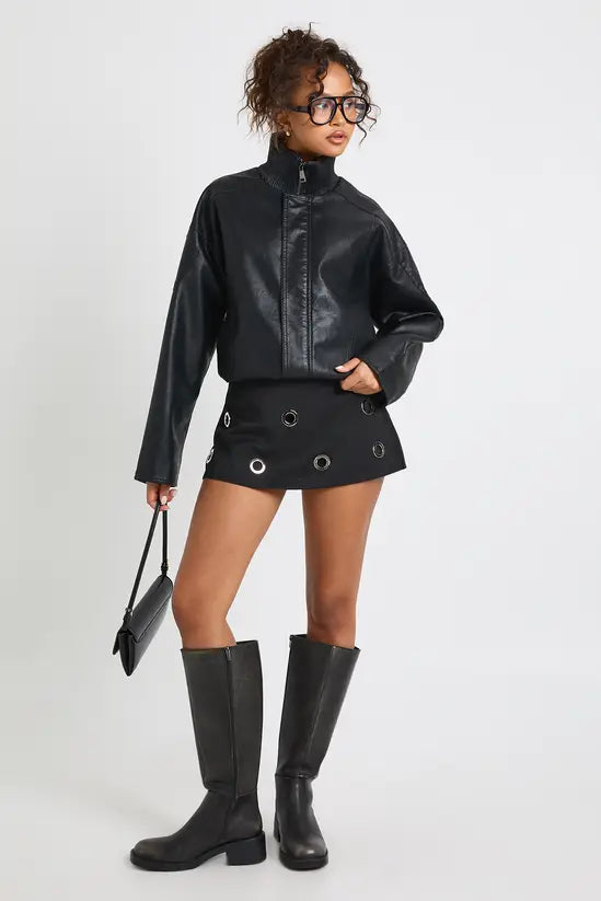 boohoo Chunky Eyelet Detail Mini Skort