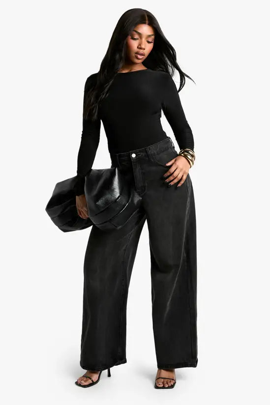boohoo Double Layer Slinky Long Sleeve Top