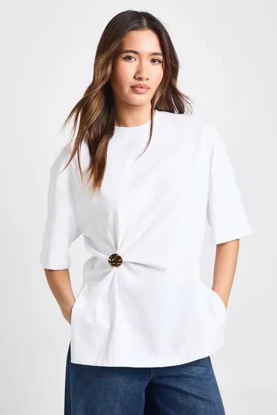 boohoo Cotton Gold Trim Detail Oversized T-shirt