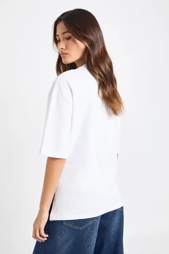boohoo Cotton Gold Trim Detail Oversized T-shirt