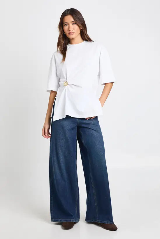 boohoo Cotton Gold Trim Detail Oversized T-shirt