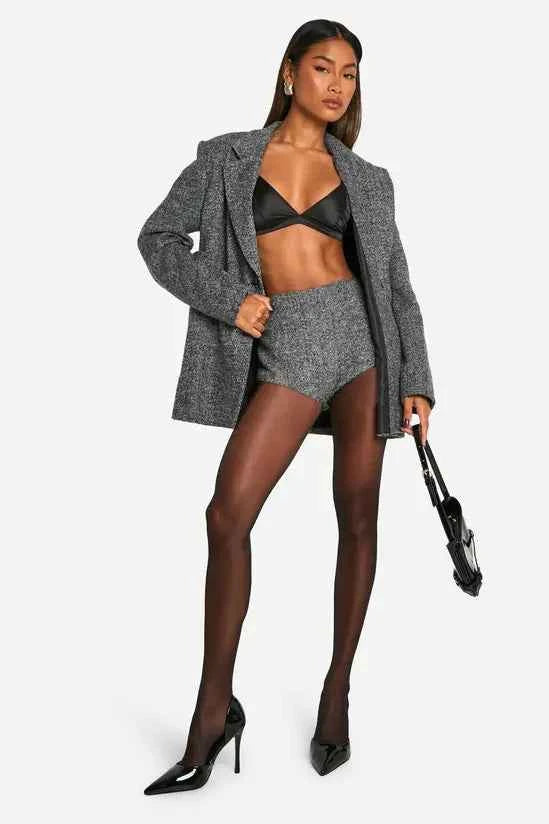 boohoo Herringbone Tailored Hotpants