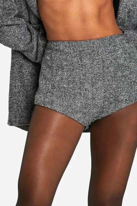 boohoo Herringbone Tailored Hotpants