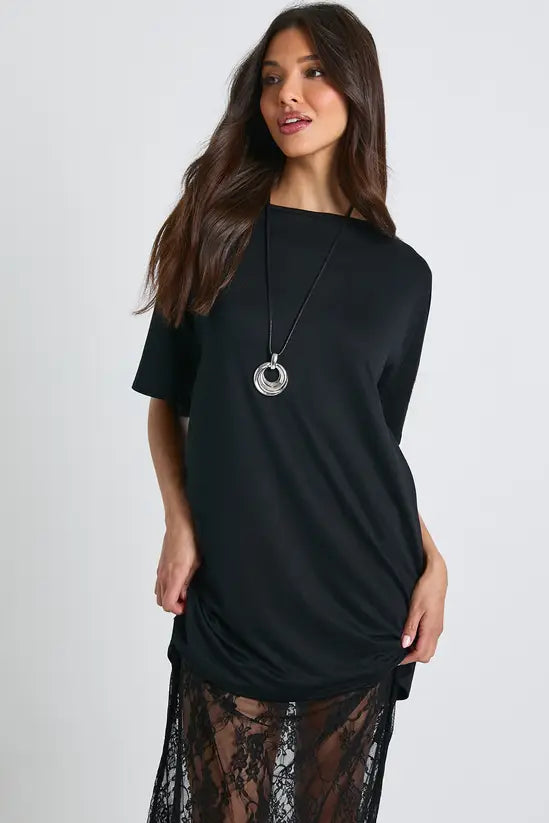 boohoo Lace Detail Midaxi T-shirt Dress