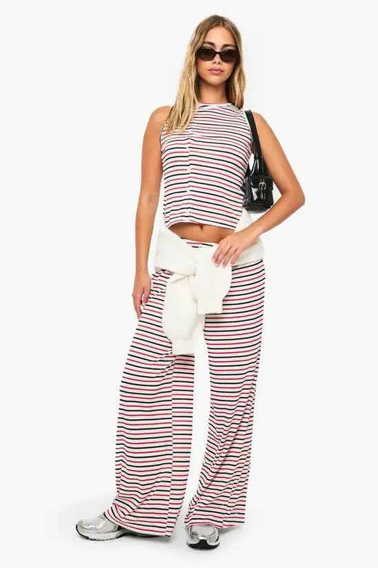 boohoo Striped Asym Button Through Vest
