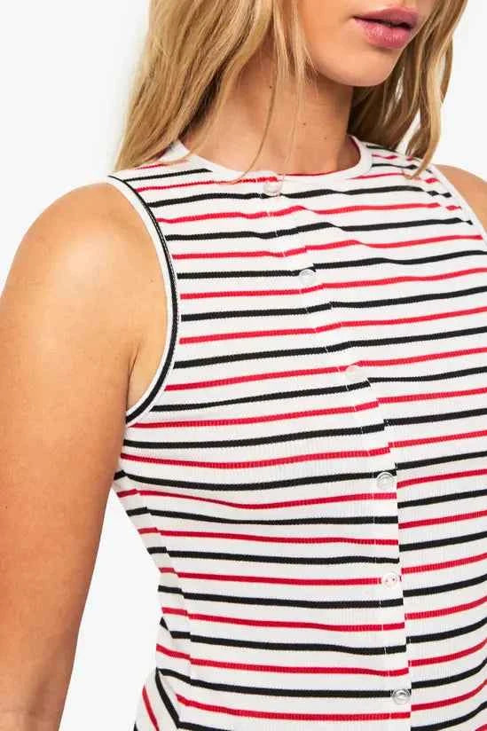 boohoo Striped Asym Button Through Vest