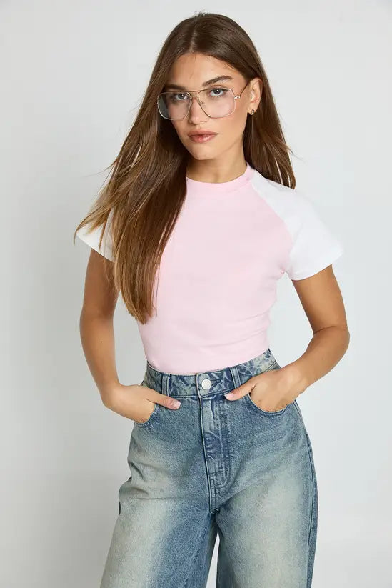 boohoo Cotton Contrast Raglan Sleeve Baby T-shirt