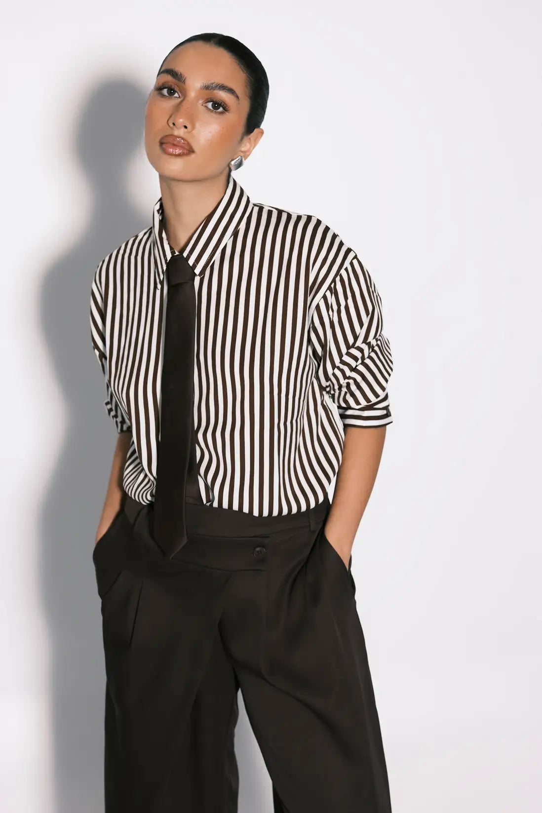 boohoo Mixed Stripe Fitted Shirt
