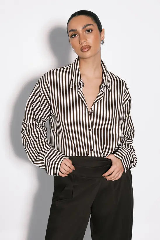 boohoo Mixed Stripe Fitted Shirt