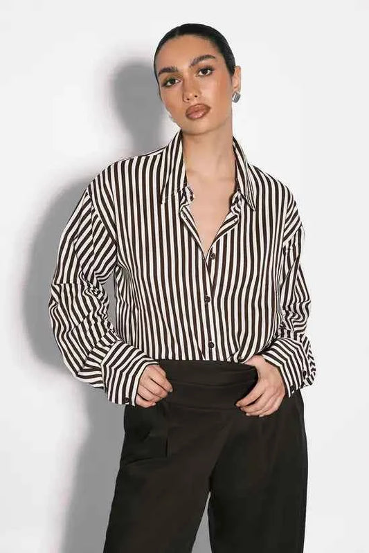 boohoo Mixed Stripe Fitted Shirt