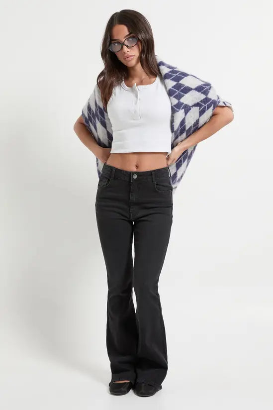 boohoo Petite High Waist Booty Lifting Flared Jean