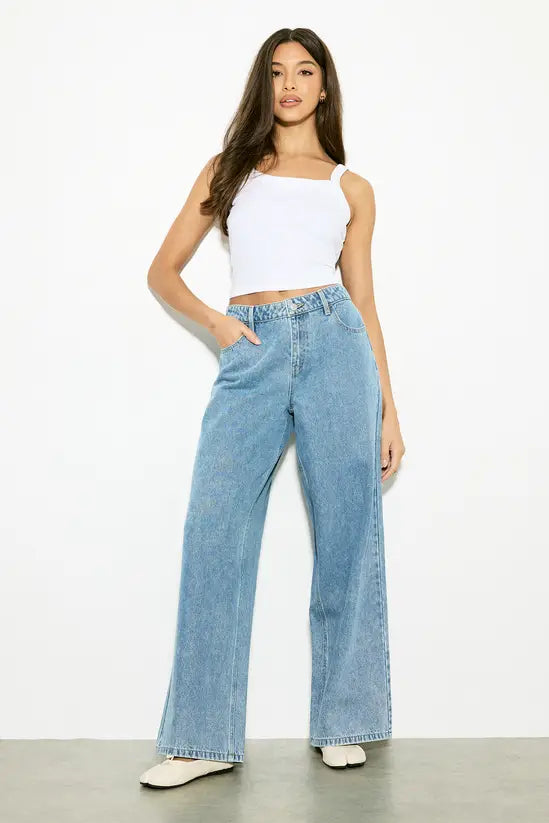 boohoo Basics Mid Waist Boyfriend Jean