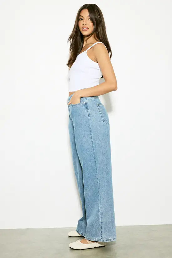 boohoo Basics Mid Waist Boyfriend Jean