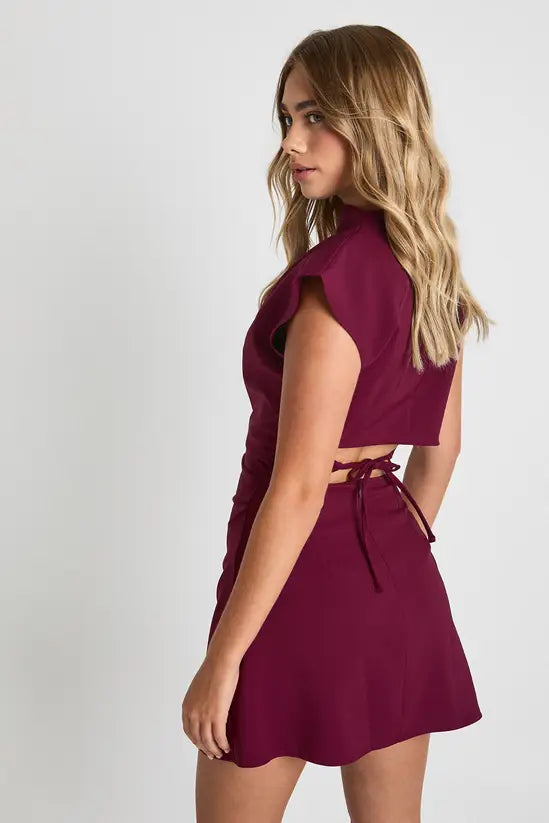 boohoo Ruched High Neck Cap Sleeve Shift Dress
