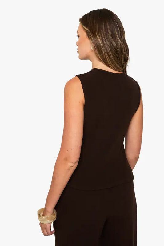 boohoo Brushed Micro Rib V Neck Button Through Waistcoat