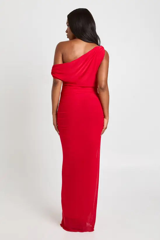 boohoo Off The Shoulder Mesh Maxi Dress