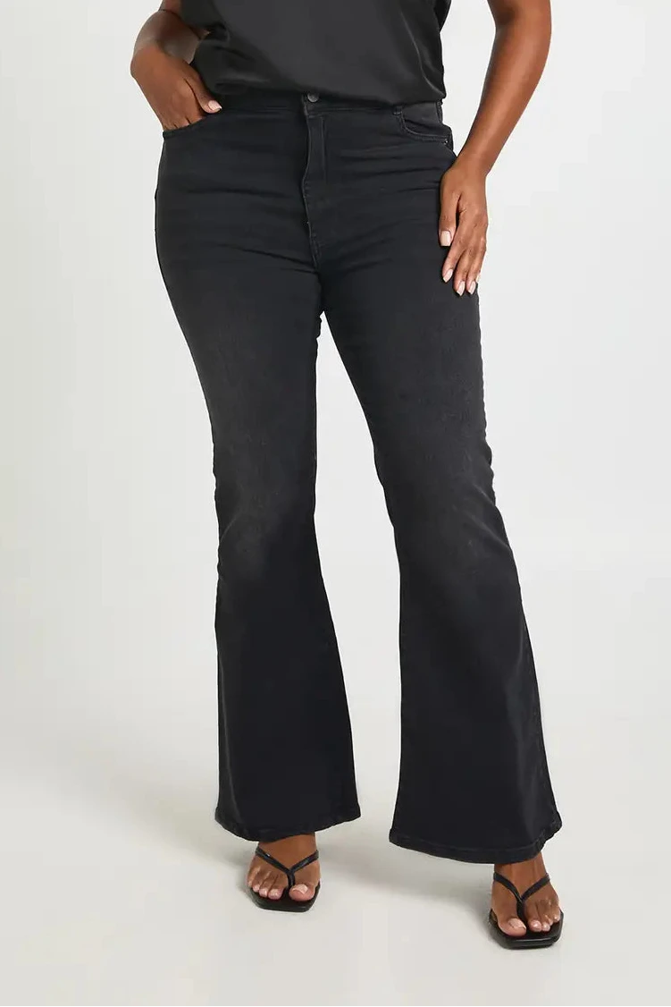 boohoo Plus High Waist Booty Lifting Flared Jean