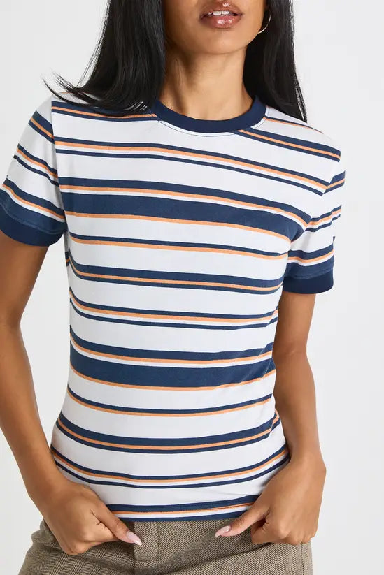 boohoo Striped Baby T-Shirt With Contrast Neck Binding