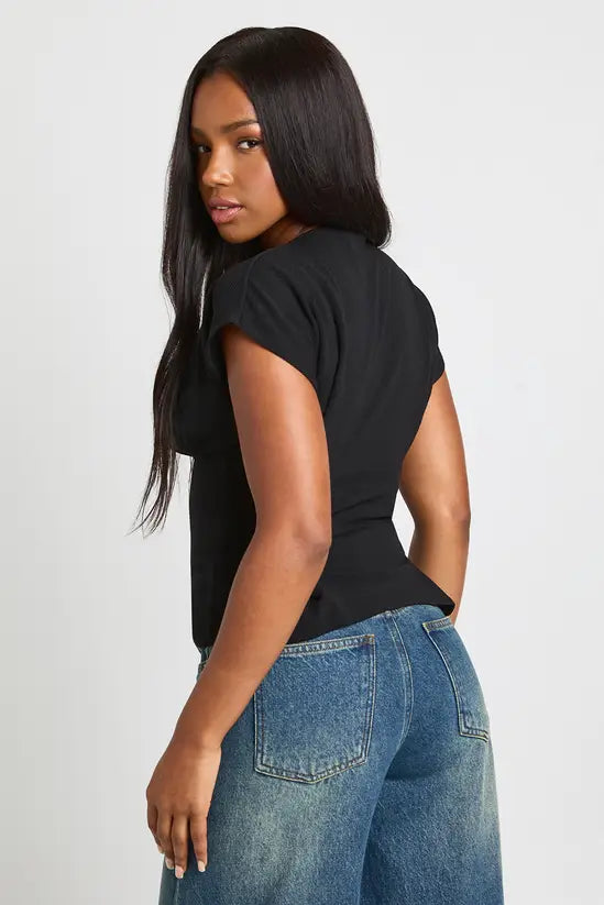boohoo Crepe Sleeveless Cinched Waist Top