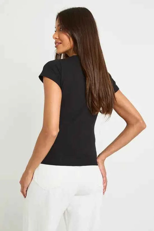 boohoo Basic Short Sleeve Fitted Top